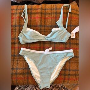 Cupshe Light Blue Textured Bikini Set